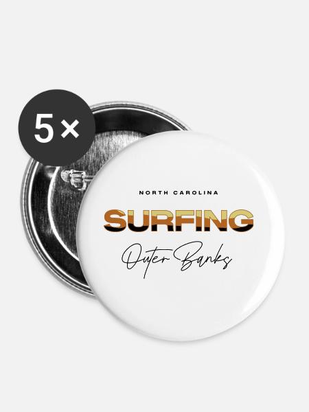 Surfing Spots - Outer Banks (North Carolina) - Buttons groß 56 mm (5er Pack) - Weiß