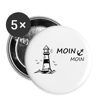 Moin Moin - Buttons groß 56 mm (5er Pack) - Weiß - Vorne