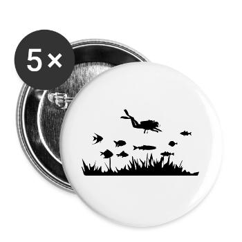 Diving Dive Dive - Buttons large 2.2''/56 mm (5-pack) - white - Front