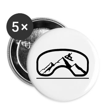 Snowboard Snowboarder - Lot de 5 grands badges (56 mm) - blanc - Devant