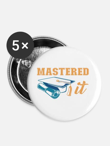 Master-Abschluss Absolvent Graduierung Master Grad - Buttons groß 56 mm (5er Pack) - Weiß