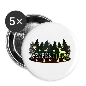 RESPEKTIERE Tierschutz Veganer Vegetarierer Demo - Buttons groß 56 mm (5er Pack) - Weiß - Vorne
