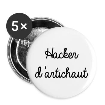 hacker d'artichaut - Lot de 5 grands badges (56 mm) - blanc - Devant