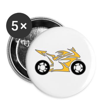 Moto Vélo Chopper Mobylette Roll - Lot de 5 grands badges (56 mm) - blanc - Devant