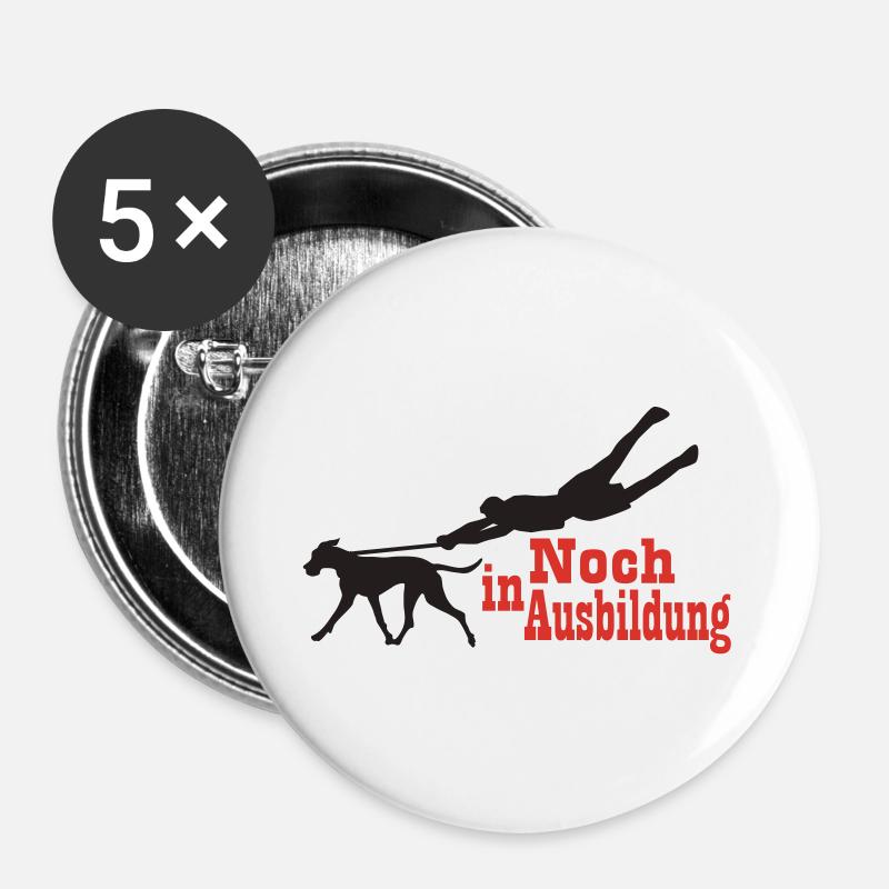 Noch in Ausbildung - Variante bis 2 Farben - Buttons groß 56 mm (5er Pack) - Weiß