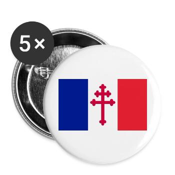croix de Lorraine - Lot de 5 grands badges (56 mm) - blanc - Devant