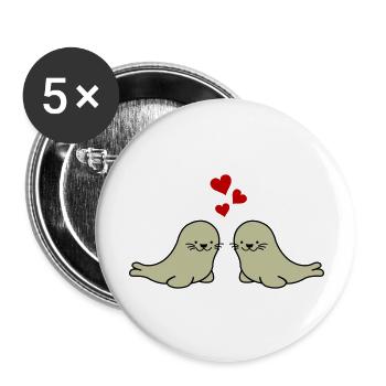 seals in love - Buttons large 2.2''/56 mm (5-pack) - white - Front