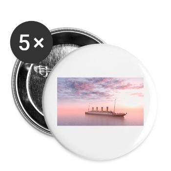 Historisches Passagierschiff Titanic auf hoher See - Buttons groß 56 mm (5er Pack) - Weiß - Vorne