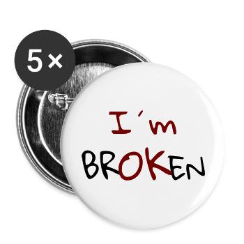 Je suis Broken Design - Lot de 5 grands badges (56 mm) - blanc - Devant