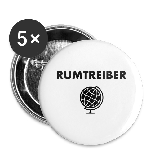 RUMTREIBER MIT GLOBUS - Buttons groß 56 mm (5er Pack)