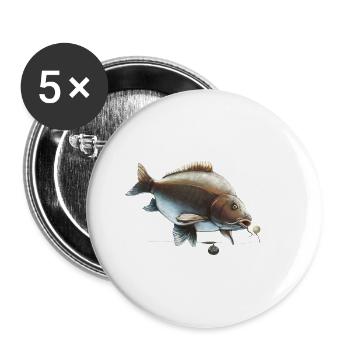 Mirror Carp Ronnie Rig Fishing Design - Buttons large 2.2''/56 mm (5-pack) - white - Front
