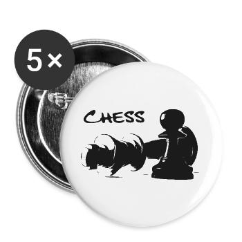 Schach - Bauer und König - Buttons groß 56 mm (5er Pack) - Weiß - Vorne