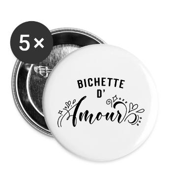 Bichette d'Amour - Lot de 5 grands badges (56 mm) - blanc - Devant
