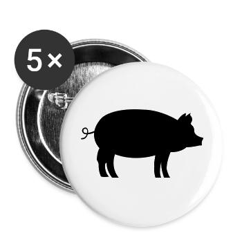 Schwein Pig - Buttons large 2.2''/56 mm (5-pack) - white - Front
