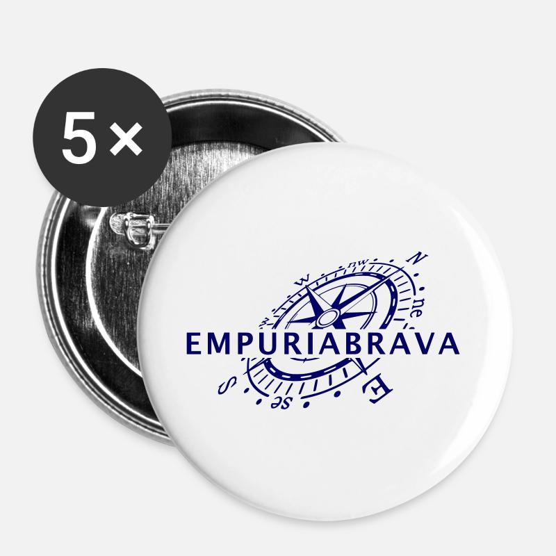 Windrose Empuriabrava - Buttons groß 56 mm (5er Pack) - Weiß
