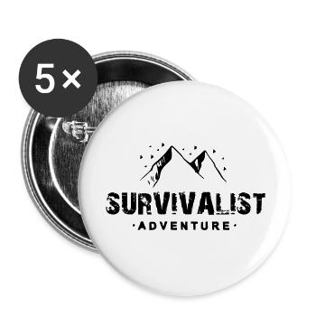Survivalist man Survivalism - Buttons large 2.2''/56 mm (5-pack) - white - Front