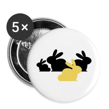 Les lapins de Pâques - Noir et Couleur - Lot de 5 grands badges (56 mm) - blanc - Devant