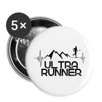 Ultra Runner mountains & heartbeat - Buttons large 2.2''/56 mm (5-pack) - white - Front