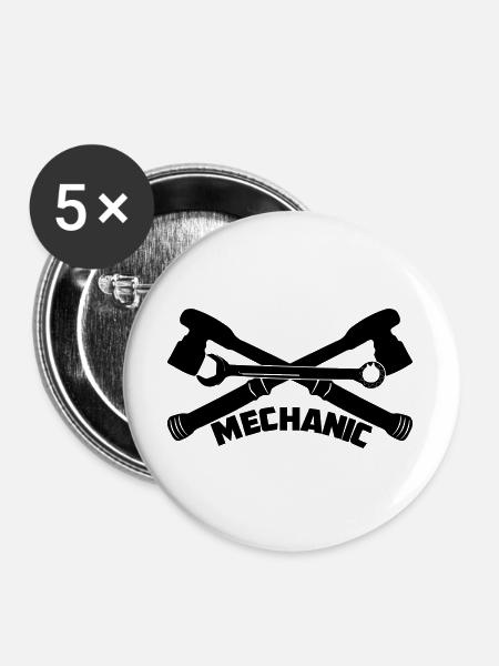 MECHANISCHE WERKZEUGE - Buttons groß 56 mm (5er Pack) - Weiß