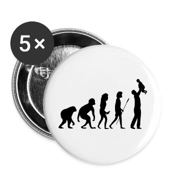 Evolution zum Vater - Buttons groß 56 mm (5er Pack) - Weiß - Vorne