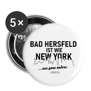 Bad Hersfeld ist wie New York - Buttons groß 56 mm (5er Pack) - Weiß - Vorne
