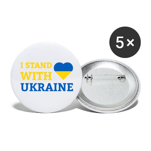 I stand with Ukraine Herz Solidarität & Support - Buttons groß 56 mm (5er Pack)