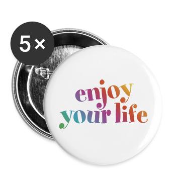 enjoy your life enjoy your life rainbow hygge - Buttons large 2.2''/56 mm (5-pack) - white - Front