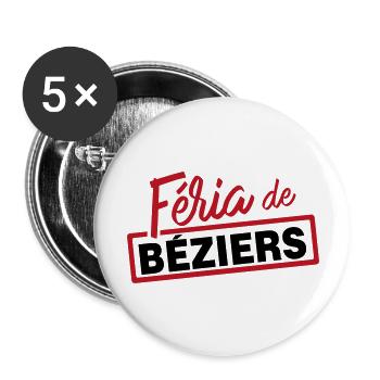 Féria de Béziers, fêtes de Béziers - Lot de 5 grands badges (56 mm) - blanc - Devant