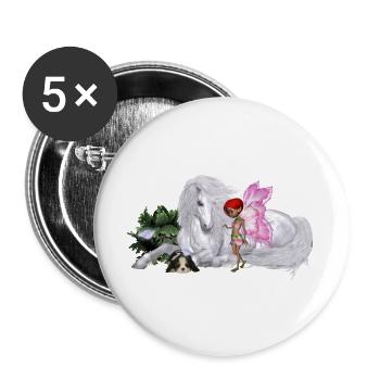 Wonderful unicorn with fairy - Buttons large 2.2''/56 mm (5-pack) - white - Front