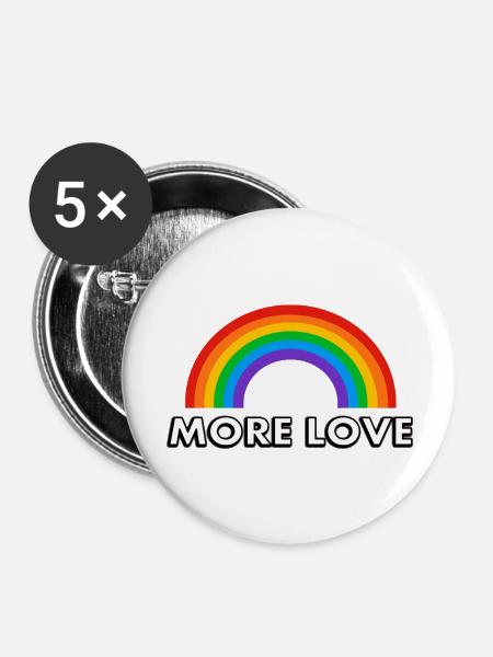 Regenbogen Mehr Liebe - Buttons groß 56 mm (5er Pack) - Weiß
