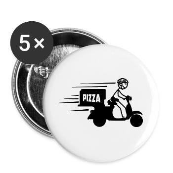 Rollerpaket oder Pizzatext PIZZA - Buttons groß 56 mm (5er Pack) - Weiß - Vorne