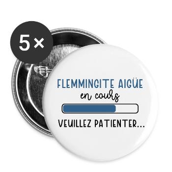 Flemmingite aigüe en cours cadeau humour homme - Lot de 5 grands badges (56 mm) - blanc - Devant