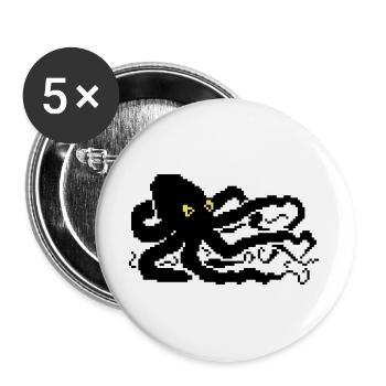 8bit pixel octopus - Buttons large 2.2''/56 mm (5-pack) - white - Front