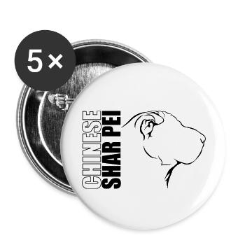 CHINOIS SHAR PEI Profil Chiens Wilsigns - Lot de 5 grands badges (56 mm) - blanc - Devant
