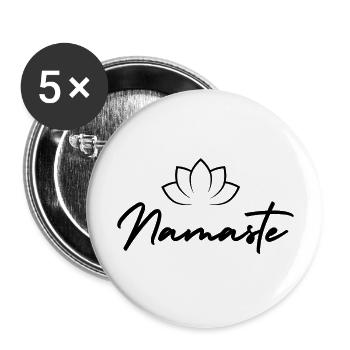 Yoga Tshirt Namaste Shirt mit Lotusblume Yogaliebe - Buttons groß 56 mm (5er Pack) - Weiß - Vorne