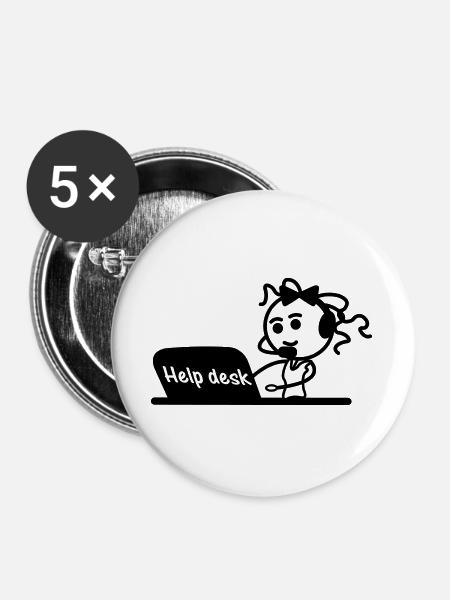 Helpdesk-Sekretärin mit Mikrofon und Headset - Buttons groß 56 mm (5er Pack) - Weiß