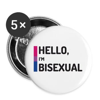 Bonjour, je suis bisexuel - Lot de 5 grands badges (56 mm) - blanc - Devant