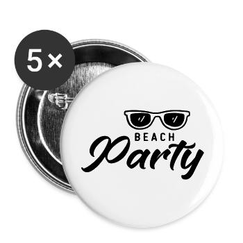 Beach Party Sommer Sonne - Buttons groß 56 mm (5er Pack) - Weiß - Vorne