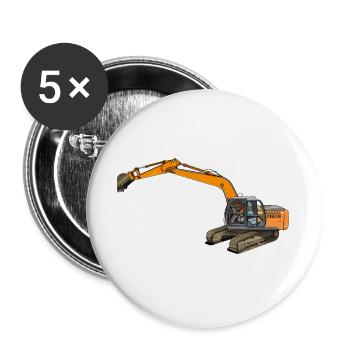 Löffelbagger greift ein - Buttons groß 56 mm (5er Pack) - Weiß - Vorne