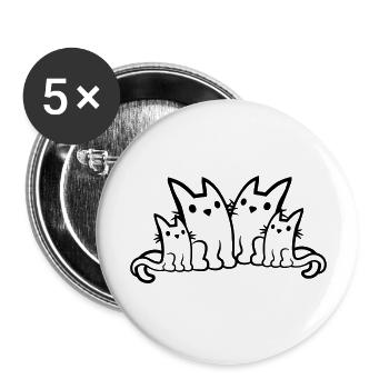 Famille Mama Papa Cats - Lot de 5 grands badges (56 mm) - blanc - Devant