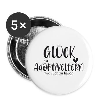 Adoptiert Adoptiveltern Adoption Familie Geschenk - Buttons groß 56 mm (5er Pack) - Weiß - Vorne