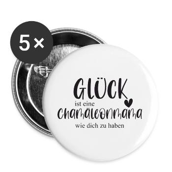 Chamäleon Chamäleonmama Reptilien Geschenk - Buttons groß 56 mm (5er Pack) - Weiß - Vorne