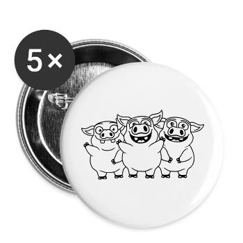 Friendly funny pigs team - Buttons large 2.2''/56 mm (5-pack) - white - Front