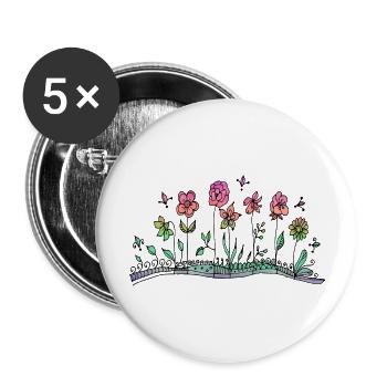 Fleur - Lot de 5 grands badges (56 mm) - blanc - Devant