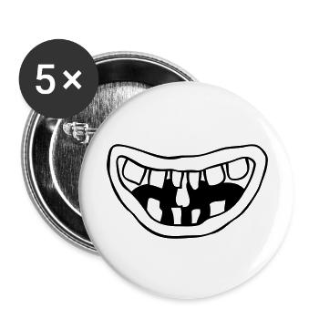 Design lachendes Monster Mund - Buttons groß 56 mm (5er Pack) - Weiß - Vorne