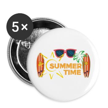 SUMMER TIME - Lot de 5 grands badges (56 mm) - blanc - Devant