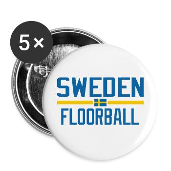 Schweden Unihockey - Buttons groß 56 mm (5er Pack) - Weiß - Vorne