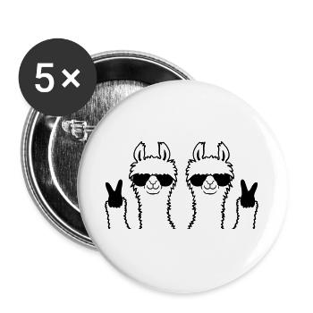 Friends Team Lama Peace - Buttons large 2.2''/56 mm (5-pack) - white - Front