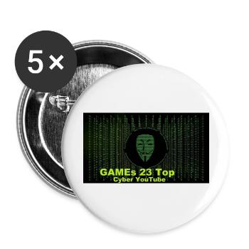 hackerSpiel - Buttons groß 56 mm (5er Pack) - Weiß - Vorne