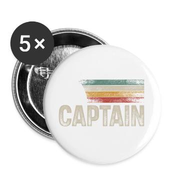 Captain Sailing Sailor Retro Vintage - Buttons large 2.2''/56 mm (5-pack) - white - Front